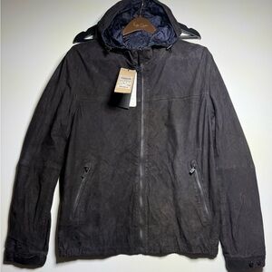 Title: NEW Massimo Dutti Reversible Suede Leather Hooded Jacket L